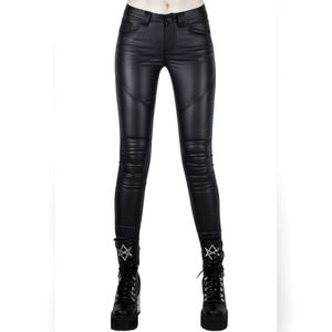 Nocturnal Coated Jeans - Killstar - Size L - Faux Leather Pants - Black